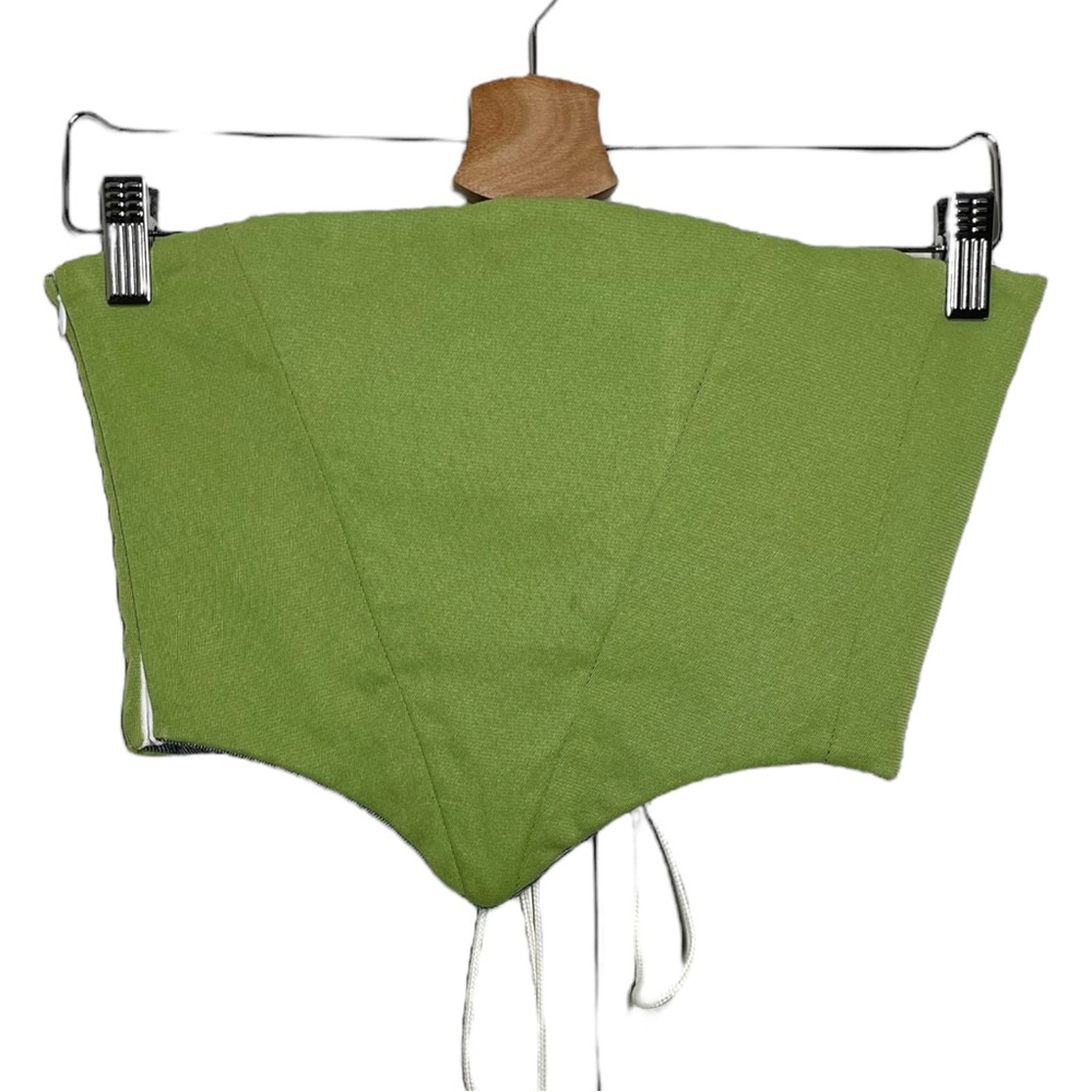 Sami Miro Vintage Green Alpha Strapless Upcycled Corset Top - XS / S